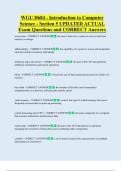 WGU D684 - Introduction to Computer  Science - Section 5 UPDATED ACTUAL   Exam Questions and CORRECT Answers 