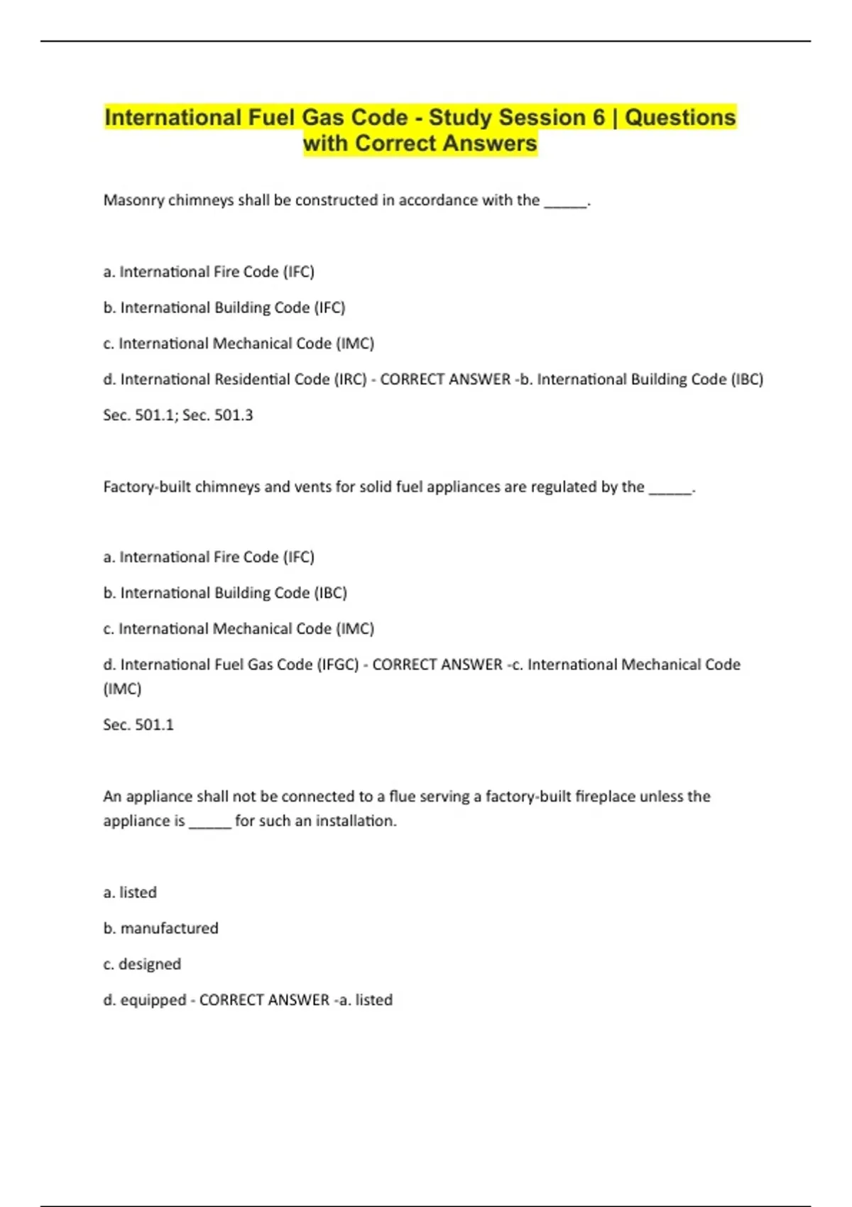 Gas Code Questions Worksheet International Fuel Gas Code - Study Session 6 | Questions with Correct ...