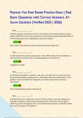Pearson Vue Real Estate Practice Exam &vert; Real Exam Questions with Correct Answers&comma; A&plus; Score Solutions &lpar;Verified 2025 &vert; 2026&rpar;      