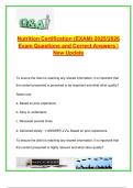 Nutrition Certification Exam 2025&sol;2026 &ndash; 100&plus; Verified Questions & Answers on Macronutrients&comma; Behavior Change&comma; Supplements&comma; Metabolism&comma; Hormones&comma; Digestion&comma; and Coaching Scope