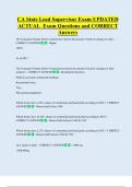 CA State Lead Supervisor Exam UPDATED  ACTUAL  Exam Questions and CORRECT  Answers 