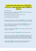 Lead-based Paint Supervisor UPDATED  ACTUAL  Exam Questions and CORRECT  Answers