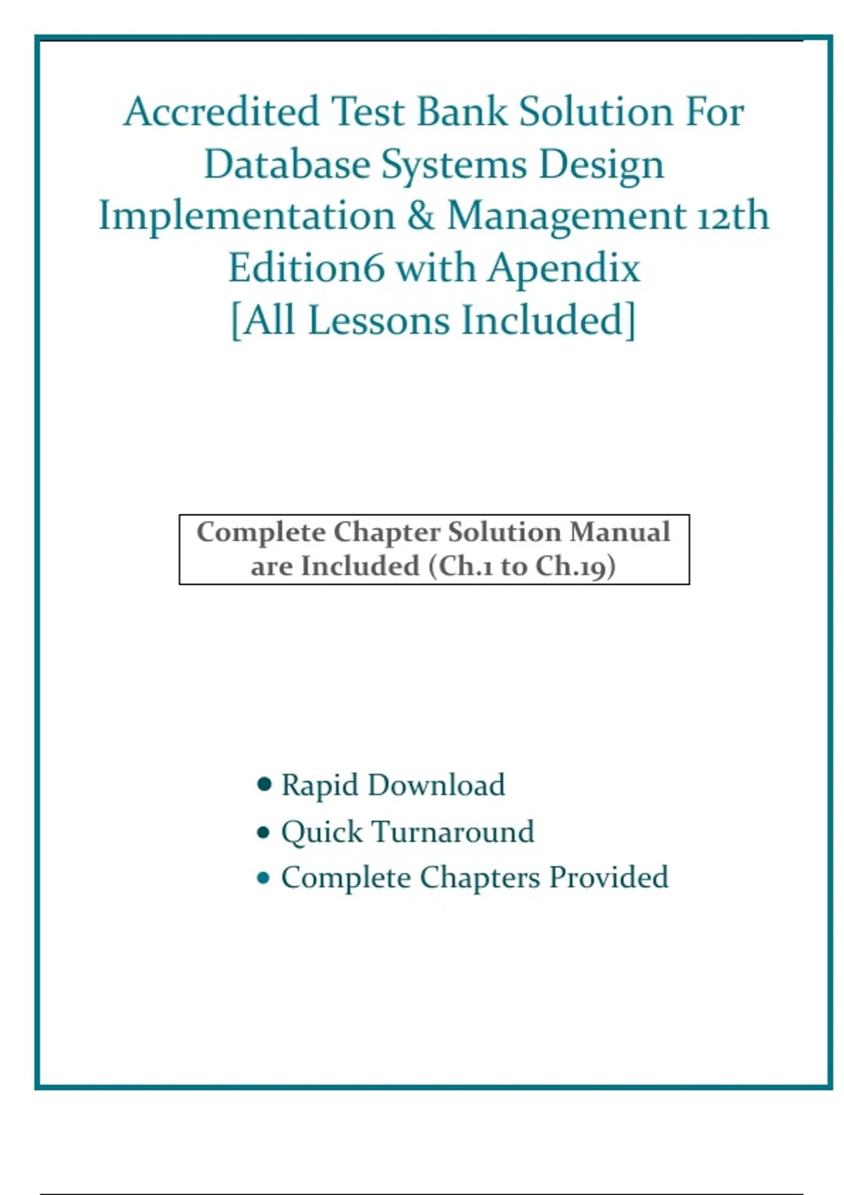 Accredited Test Bank Solution For Database Systems Design ...