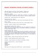 BASIC NURSING FINAL EXAM Q AND A