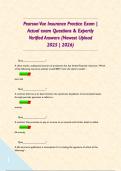 Pearson Vue Insurance Practice Exam &vert; Actual exam Questions & Expertly Verified Answers &lpar;Newest Upload 2025 &vert; 2026&rpar;     
