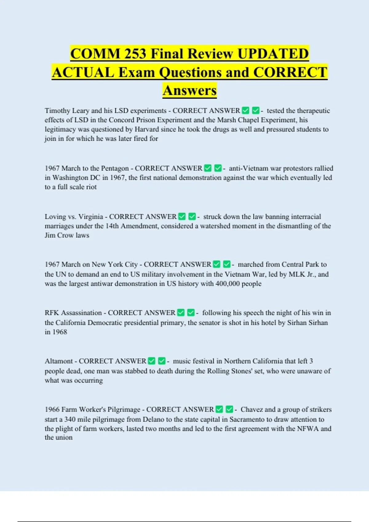 COMM 253 Final Review UPDATED ACTUAL Exam Questions and CORRECT Answers ...