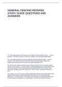 GENERAL FENCING REFEREE STUDY GUIDE QUESTIONS AND ANSWERS