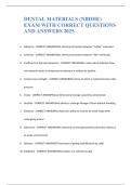 DENTAL MATERIALS &lpar;NBDHE&rpar; EXAM WITH CORRECT QUESTIONS AND ANSWERS 2025