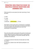 PEDIATRIC HESI PRACTICE EXAM 180  MULTIPLE CHOICES QUESTIONS AND  ANSWERS 2025