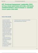 ATI Proctored Assessment Leadership 2019  ACTUAL EXAM QUESTIONS WITH WELL DETAILED  ANSWERS&sol;NEWEST UPDATE&sol;GRADE A&plus; ASSURED  Latest update 2025-2026  