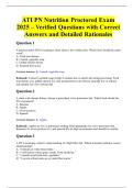 ATI PN Nutrition Proctored Exam 2025 &ndash; Verified Questions with Correct Answers and Detailed Rationales