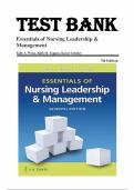 TEST BANK &mdash; Essentials of Nursing Leadership & Management&comma; 7th Edition &mdash; Sally A&period; Weiss&comma; Ruth M&period; Tappen&comma; Karen A&period; Grimley &mdash; ISBN 978-0803669536