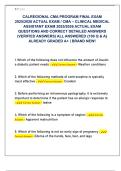 CALREGIONAL CMA PROGRAM FINAL EXAM  2025&sol;2026 ACTUAL EXAM &sol; CMA &ndash; CLINICAL MEDICAL  ASSISTANT EXAM 2025&sol;2026 ACTUAL EXAM  QUESTIONS AND CORRECT DETAILED ANSWERS  &lpar;VERIFIED ANSWERS&rpar; ALL ANSWERED &lbrace;100 Q & A&rcub;  ALREADY GRADED A&plus; &vert; BRAND NEW&excl; 