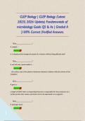 CLEP Biology &vert; CLEP Biology &lpar;Latest 2025&vert; 2026 Update&rpar; Fundamentals of microbiology Guide QS & As &vert; Graded A &vert;100&percnt; Correct &lpar;Verified Answers&period;      