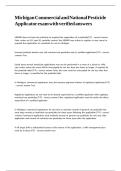Michigan Commercial and National Pesticide Applicator exam with verified answers