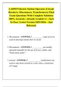 LADWP Electric Station Operator &lpar;Circuit  Breakers&comma; Disconnects&comma; Transformers&rpar; Final  Exam Questions With Complete Solutions  100&percnt; Accurate &vert; Already Graded A&plus; &vert; Sure  To Pass &vert; Latest Version 2025&sol;2026 &ndash; Just  Released&period;