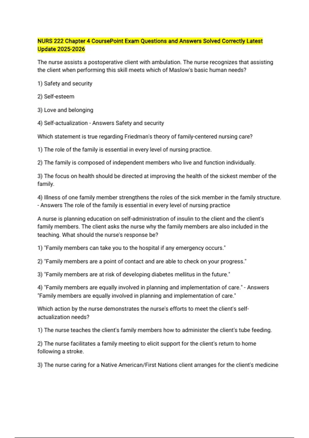 NURS 222 Chapter 4 CoursePoint Exam Questions and Answers Solved ...