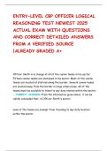 ENTRY-LEVEL CBP OFFICER LOGICAL REASONING TEST NEWEST 2025 ACTUAL EXAM WITH QUESTIONS AND CORRECT DETAILED ANSWERS FROM A VERIFIED SOURCE &vert;ALREADY GRADED A&plus;