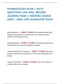 PHARMACOLOGY EXAM 1 WITH QUESTIONS AND WELL REVISED ANSWERS FROM A VERIFIED SOURCE &lpar;2025 &sol; 2026&rpar; 100&percnt; GUARANTEE PASS&excl;&excl;&excl;