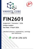 FIN2601 Assignment 1 &lpar;DETAILED ANSWERS&rpar; Semester 1 2026 - DISTINCTION GUARANTEED