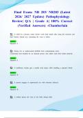 Final Exam&colon; NR 283&sol; NR283 &lpar;Latest 2026&sol; 2027 Update&rpar; Pathophysiology Review&vert; Q&sol;A &vert; Grade A&vert; 100&percnt; Correct &lpar;Verified Answers&rpar; -Chamberlain