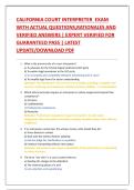CALIFORNIA COURT INTERPRETER EXAM WITH ACTUAL QUESTIONS&comma;RATIONALES AND VERIFIED ANSWERS &vert; EXPERT VERIFIED FOR GUARANTEED PASS &vert; LATEST UPDATE&sol;DOWNLOAD PDF