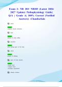 Exam 2&colon; NR 283&sol; NR283 &lpar;Latest 2026&sol; 2027 Update&rpar; Pathophysiology Guide&vert; Q&sol;A &vert; Grade A&vert; 100&percnt; Correct &lpar;Verified Answers&rpar; -Chamberlain