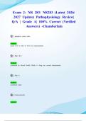 Exam 2&colon; NR 283&sol; NR283 &lpar;Latest 2026&sol; 2027 Update&rpar; Pathophysiology Review&vert; Q&sol;A &vert; Grade A&vert; 100&percnt; Correct &lpar;Verified Answers&rpar; -Chamberlain