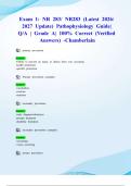 Exam 1&colon; NR 283&sol; NR283 &lpar;Latest 2026&sol; 2027 Update&rpar; Pathophysiology Guide&vert; Q&sol;A &vert; Grade A&vert; 100&percnt; Correct &lpar;Verified Answers&rpar; -Chamberlain