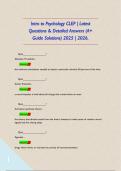 Intro to Psychology CLEP &vert; Latest Questions & Detailed Answers &lpar;A&plus; Guide Solutions&rpar; 2025 &vert; 2026&period;      