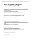 Doula Certification questions & answers rated A&plus; passed