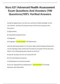NUR 631 ADVANCED HEALTH ASSESSMENT EXAM 4 LATEST 2025 WITH 100 EXAM PREP QUESTIONS AND CORRECT VERIFIED ANSWERS 