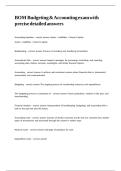 BOM Budgeting & Accounting exam with precise detailed answers