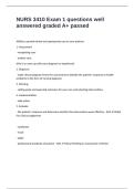 NURS 3410 Exam 1 questions well answered graded A&plus; passed