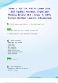 Exam 2&colon; NR 228&sol; NR228 &lpar;Latest 2026&sol; 2027 Update&rpar; Nutrition&comma; Health and Wellness Review&vert; Q&sol;A &vert; Grade A&vert; 100&percnt; Correct &lpar;Verified Answers&rpar; -Chamberlain