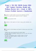 Exam 1&colon; NR 228&sol; NR228 &lpar;Latest 2026&sol; 2027 Update&rpar; Nutrition&comma; Health and Wellness Review&vert; Q&sol;A &vert; Grade A&vert; 100&percnt; Correct &lpar;Verified Answers&rpar; -Chamberlain