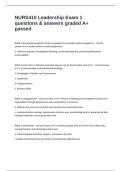NURS410 Leadership Exam 1 questions & answers graded A&plus; passed