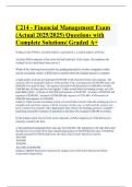 C214 - Financial Management Exam &lpar;Actual 2025&sol;2025&rpar; Questions with Complete Solutions&vert; Graded A&plus;