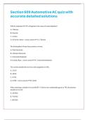 Section 609 Automotive AC quiz with accurate detailed solutions