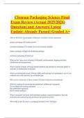 Clemson Packaging Science Final Exam Review &lpar;Actual 2025&sol;2026&rpar; Questions and Answers&vert; Latest Update&vert; Already Passed&vert; Graded A&plus;