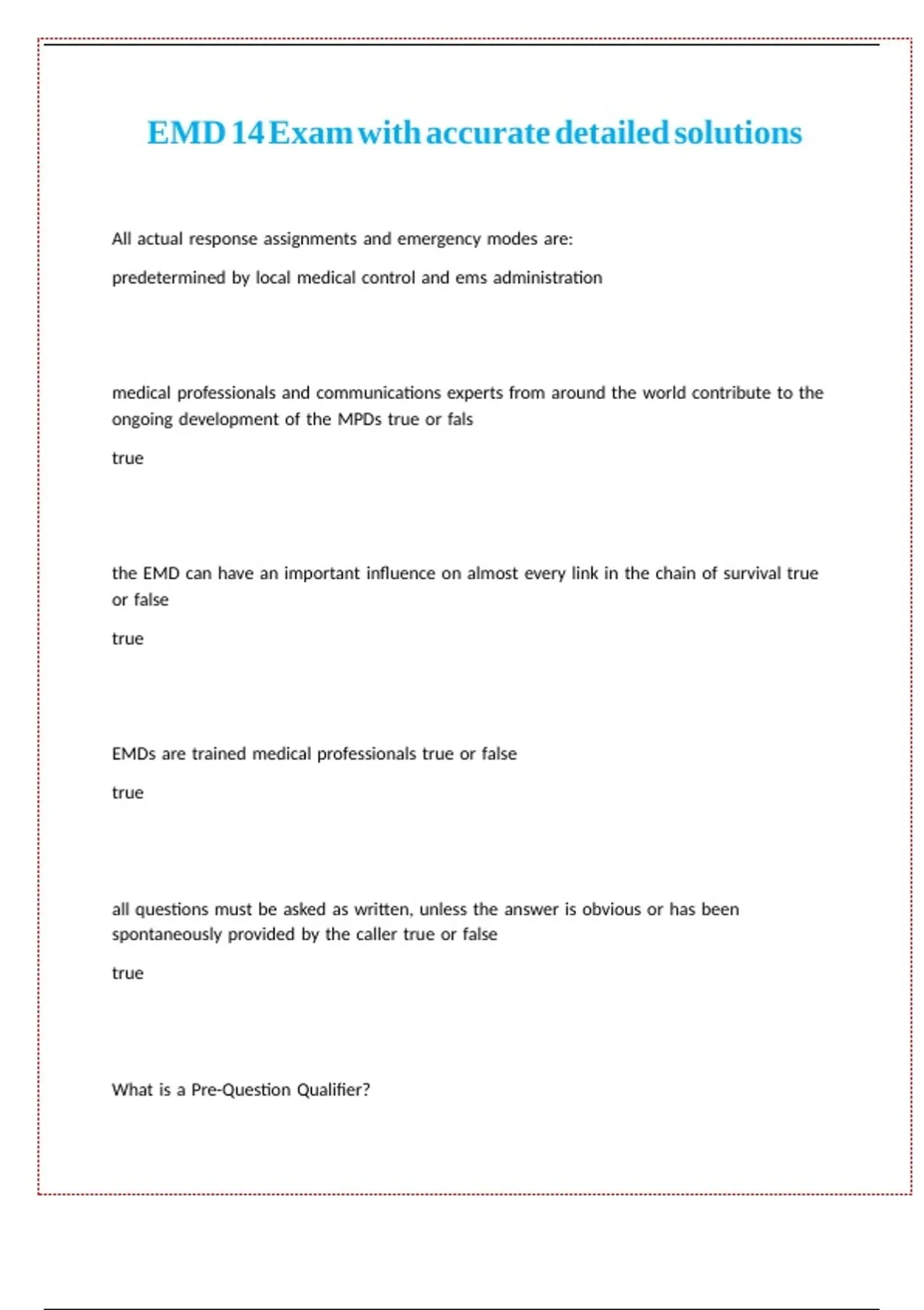 EMD 14 Exam with accurate detailed solutions - EMD v14 - Stuvia US