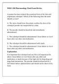 NRSG 106 Pharmacology Final Exam Review