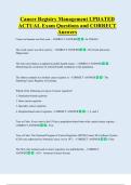 Cancer Registry Management UPDATED  ACTUAL Exam Questions and CORRECT  Answers 