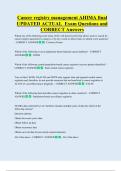 Cancer registry management AHIMA final  UPDATED ACTUAL  Exam Questions and  CORRECT Answers