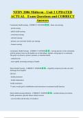 NFDN 2006 Midterm - Unit 2 UPDATED   ACTUAL   Exam Questions and CORRECT  Answers 