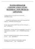 WATER OPERATOR CERTIFICATION STUDY MATERIAL &lpar; NEW MEXICO&rpar; &lpar;ADVANCE&rpar; QUESTIONS AND ANSWERS 2025  