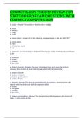 COSMETOLOGY THEORY REVIEW FOR STATE BOARD EXAM QUESTIONS WITH CORRECT ANSWERS 2025