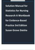 Solution Manual for Statistics for Nursing Research A Workbook for Evidence-Based Practice 3rd Edition Susan Grove Daisha