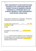 ARRT RADIOGRAPHY EXAM QUESTION BANK  2025&sol;2026 ACTUAL EXAM QUESTIONS AND  CORRECT DETAILED ANSWERS &lpar;VERIFIED  ANSWERS&rpar; ALL ANSWERED &lbrace;800 Q & A&rcub;  ALREADY GRADED A&plus;&sol; ARRT RADIOGRAPHY  EXAM REVIEW &vert; BRAND NEW&excl; 