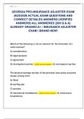 GEORGIA PRO-INSURANCE ADJUSTER EXAM  2025&sol;2026 ACTUAL EXAM QUESTIONS AND  CORRECT DETAILED ANSWERS &lpar;VERIFIED  ANSWERS&rpar; ALL ANSWERED &lbrace;200 Q & A&rcub;  ALREADY GRADED A&plus; &sol; INSURANCE ADJUSTER  EXAM &vert; BRAND NEW&excl; 